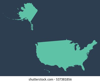 detailed vector map of USA with Alaska