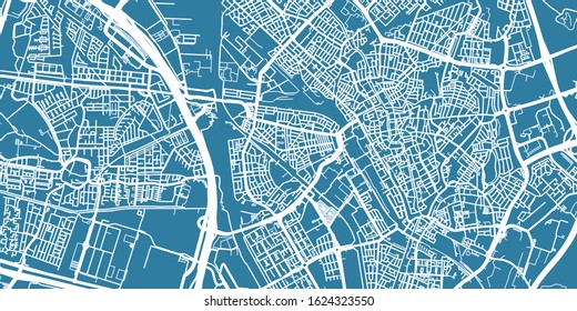 Detailed vector map of Utrecht, scale 1:10 000, Netherlands