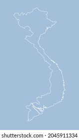 Detailed vector map Vietnam - border, frontier, boundary country - isolated on background. Template Asia outline map for pattern, report, infographic, backdrop. Concept of the state Vietnam