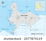 detailed vector map of the volcanic Ross Island in Antarctica