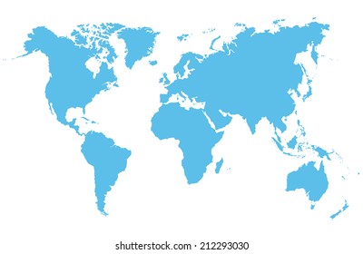 Detailed vector map of the world on a white background