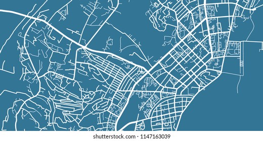 Detailed vector map of Yakutsk, scale 1:30 000, Russia