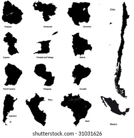  Detailed Vector maps set 4: South and Central America