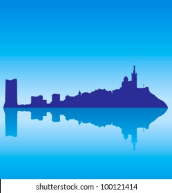 Detailed vector Marseille silhouette skyline