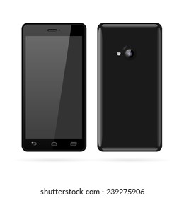 Detailed vector of modern black smartphone.