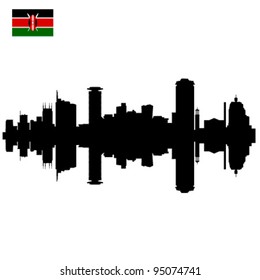 Detailed Vector Nairobi Silhouette Skyline With Kenyan Flag