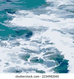 detailed vector of ocean waves in shades of blue
