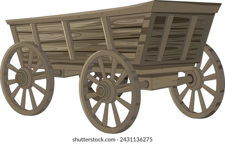 Detailed vector of an old-fashioned wooden cart.