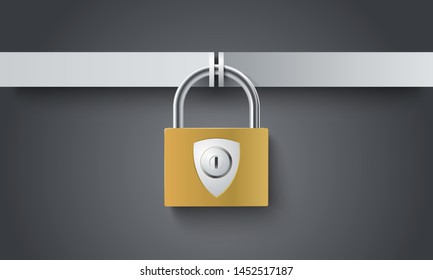 detailed vector padlock as symbol for security and data protection isolated on gray background