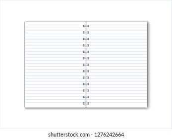 Detailed vector paper notebook with lines and circular binding.