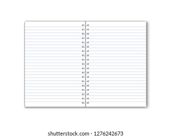 Detailed vector paper notebook with lines and circular binding.