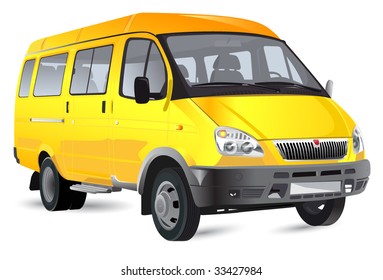 detailed vector passenger minibus isolated on white background