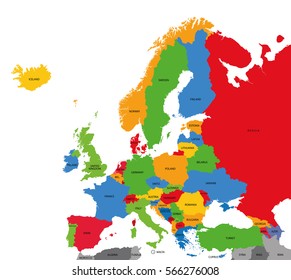 Detailed vector political map of Europe