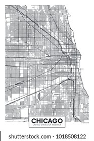 Detailed vector poster city map Chicago