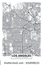 Mapa detalhado da cidade de cartaz vetorial Los Angeles