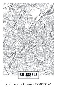 Detailed vector poster city map Brussels