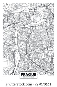 Mapa de cartaz vetorial detalhado cidade Praga