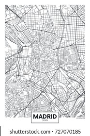 Detailed vector poster city map Madrid