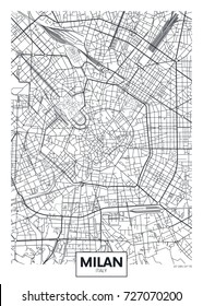 Detailed vector poster city map Milan