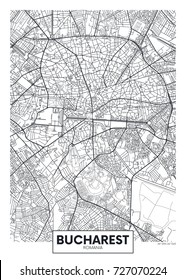 Detailed vector poster city map Bucharest