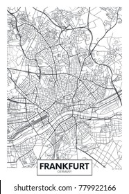 Detailed vector poster city map Frankfurt