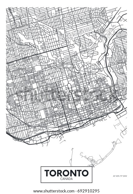 Detailed Vector Poster City Map Toronto Stock Vector (Royalty Free ...