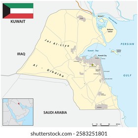 Detailed vector road map of the state Kuwait