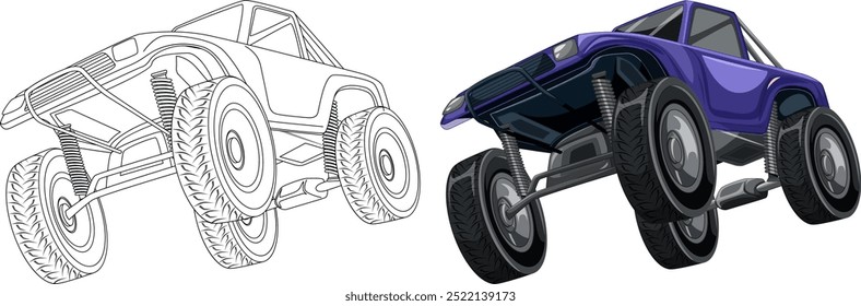 Detailed vector of a rugged off-road vehicle