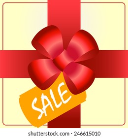 Detailed Vector sale label with bow