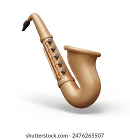 Detailed vector saxophone. Wind musical instrument with metallic texture and shine