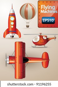 Detailed Vector set of Flying Machines