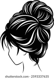 a detailed vector showing a messy bun