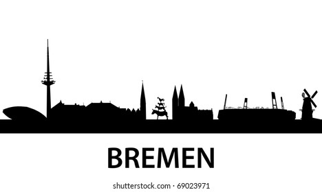 silueta vectorial detallada de Bremen, Alemania