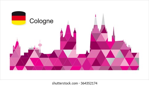 detailed vector silhouette of Cologne, Germany