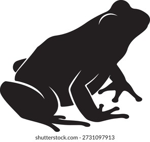 Detaillierte Vektorsilhouette eines Frosches in sitzender Position, von einem Seitenprofil aus gesehen
