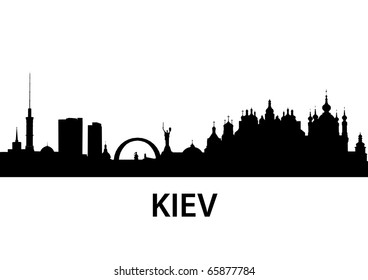 detailed vector silhouette of Kiev, Ukraine