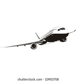 Detailed vector silhouette passenger jetliner. More transportation illustrations see in my portfolio.