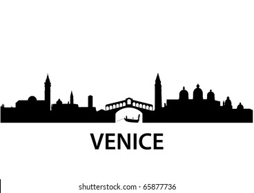 detailed vector silhouette of Venice, Italy
