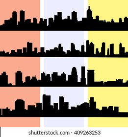 Detailed vector silhouettes of world cities