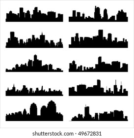 Detailed vector silhouettes of world cities