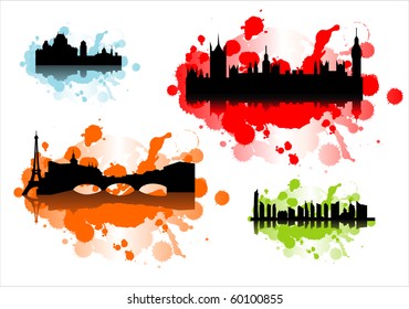 Detailed vector silhouettes of world cities