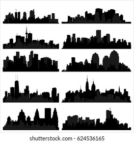 Detailed vector silhouettes of world cities 