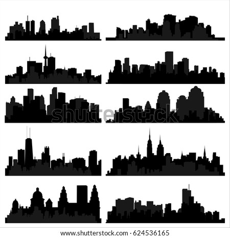 Detailed vector silhouettes of world cities 