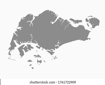 Detailed vector Singapore country border map isolated on background. East islands country template for pattern, report, infographic, banner. Asia nation business silhouette sign concept