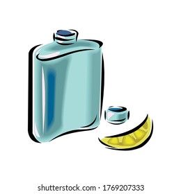 detailed vector single hip flask on white background in EPS10