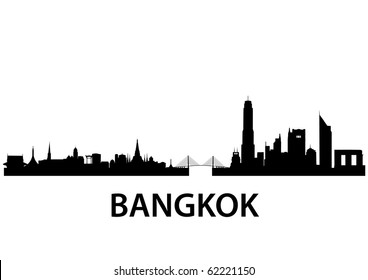 detailed vector skyline of Bangkok