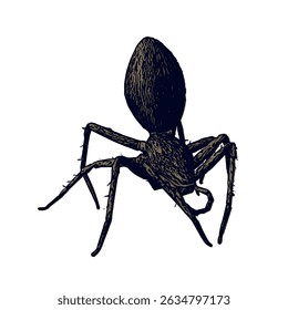 Detailed vector of a spider in realistic posture. Suitable for horror graphics, nature documentaries, science visuals, or entomology illustrations. Rendered in high quality EPS format.