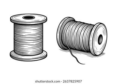 Detailed Vector Spool of Thread Set with Realistic Texture and Winding Details
