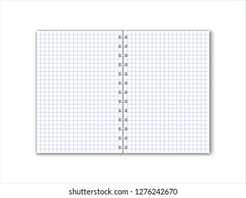 Detailed vector square paper notebook with circular binding.