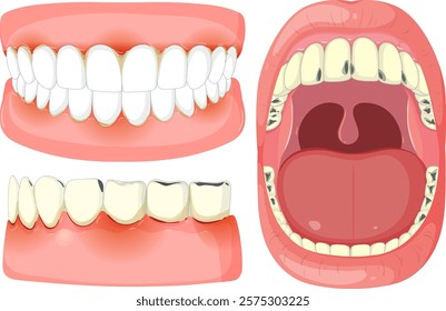 Detailed vector of teeth and open mouth anatomy